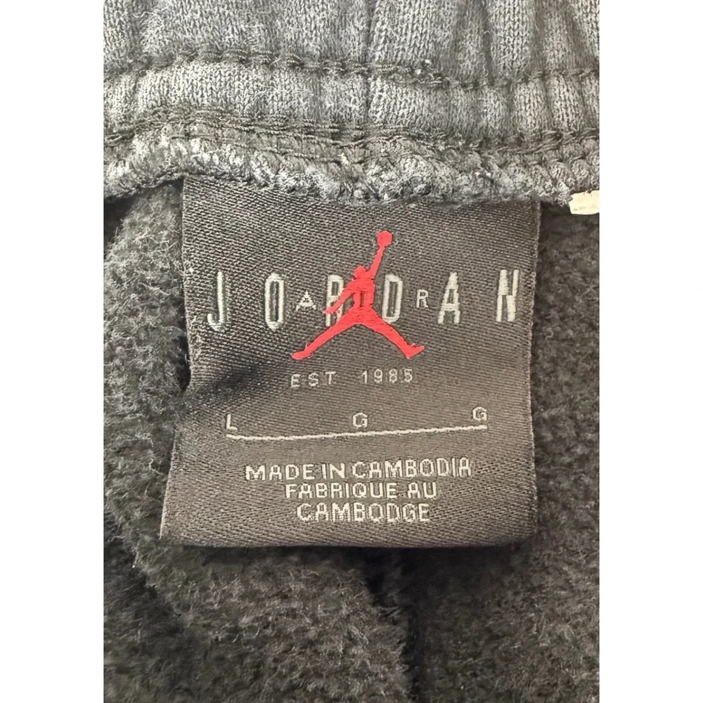 Jordan Sweatpants Mens‎ Large Black Graphic Jumpman Joggers Fleece Faded